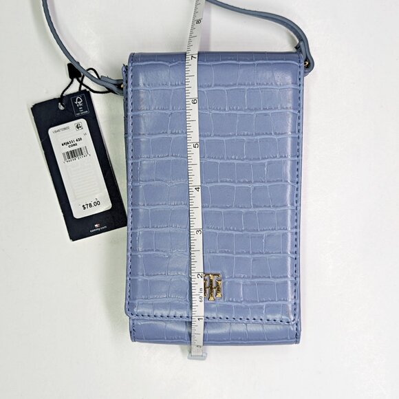 Tommy Hilfiger Julia Phone Crossbody Crocodile Blue Stone (MSRP $78) - Picture 5 of 9